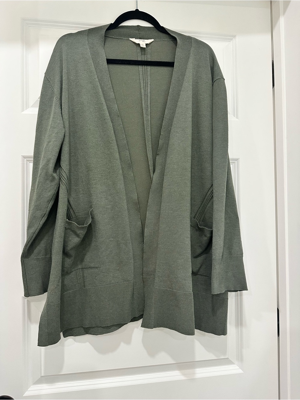 Open-Front Olive Green Women’s Cardigan Sweater Size 1X by Terra & Sky